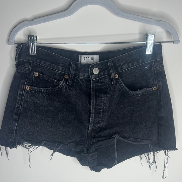 AGOLDE Women's Black Denim Shorts size 25 EUC - Picture 1 of 1
